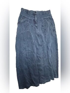 High-Waist Dark Blue Denim Maxi Skirt